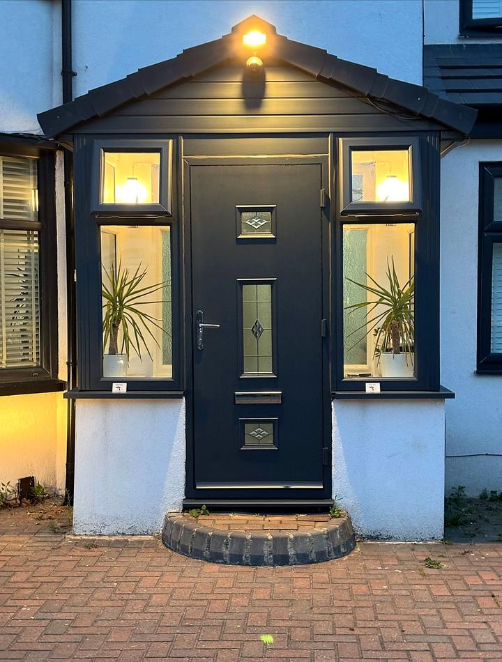 Front door and porch after respray